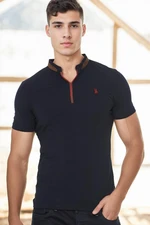 T8571 DEWBERRY ZIPPER MEN'S T-SHIRT-NAVY-2