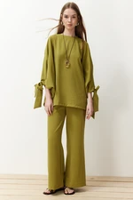 Trendyol Green Bat Sleeve Woven Aerobin Tunic-Pants Set