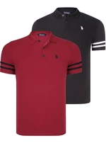 DOUBLE SET T8585 DEWBERRY MEN'S T-SHIRT-BLACK WHITE-BURGUNDY