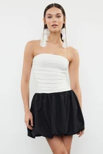 Trendyol Black-White Color Blocked A-Line Woven Short Balloon Elegant Evening Dress