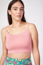 Happiness İstanbul Women's Pink Knitted Bustier with Thread Straps (TS)