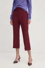 Kalhoty Dkny dámské, vínová barva, jednoduché, high waist, D2G4A112