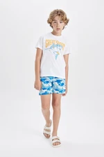 DEFACTO Boy 2-Piece Set Crew Neck Printed Short Sleeve T-Shirt Swim Shorts