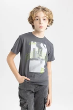 DEFACTO Boys' Crew Neck Printed Short Sleeve T-Shirt