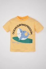 DEFACTO Baby Boy Crew Neck Shark Printed Short Sleeve T-Shirt