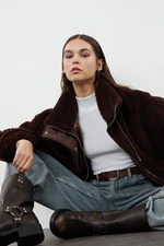 Trendyol Brown Oversize Plush Coat