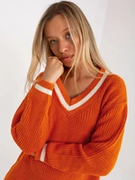 Dark orange loose knitted dress from RUE PARIS