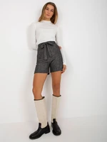 Dark grey women's elegant shorts with belt