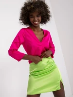 Light green ruffle skirt made of satin imitation Olya RUE PARIS