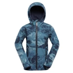 Blue children's patterned softshell jacket ALPINE PRO HOORO