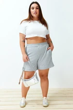 Trendyol Curve Gray Button Detailed Knitted Shorts & Bermuda