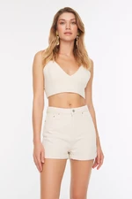 Trendyol Stone High Waist Denim Shorts