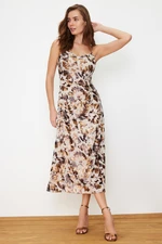 Trendyol Multicolor A-line Animal Pattern Foil Printed Midi Woven Dress