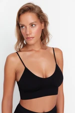 Trendyol Black Seamless Strappy Non-wired Cupless Bralette Knitted Bra