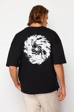 Trendyol Black Oversize/Wide Cut Printed 100% Cotton T-Shirt