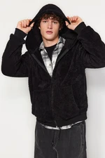 Trendyol Black Regular/Regular Fit Full Zipper Pocket Fleece Thick Sweatshirt-Cardigan