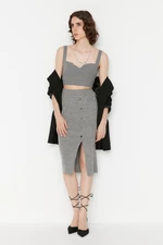 Trendyol Gray Button Detailed Knitwear Skirt