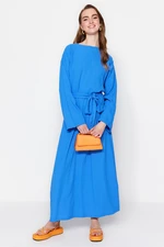 Trendyol Saxe Blue Belted Woven Dress