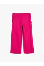 Koton Linen Trousers Wide Leg Button Detailed Pockets