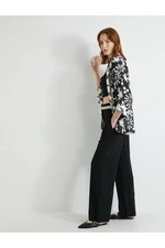 Koton Wide Leg Palazzo Trousers with Waist Detail and Pockets Viscose Blend