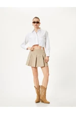 Koton Pleated Mini Skirt with Cargo Pocket Cotton Normal Waist