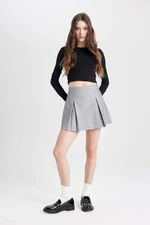 DEFACTO Coool High Waist Basic Plain Cotton Side Zipper Mini Shorts Skirt