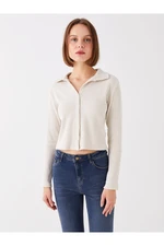 LC Waikiki Polo Neck Plain Long Sleeve Crop Women's Blouse