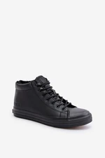 Insulated men's sneakers made of eco leather Big Star black