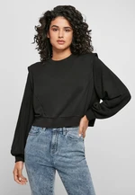 Women's Terry Crewneck modal with padded shoulders, black