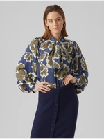 Green-blue ladies floral blouse AWARE by VERO MODA Grayce - Ladies