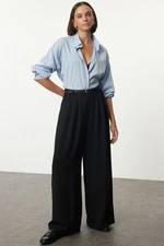 Trendyol Black Belted Pleated Wide Leg/Extra Wide Leg Woven Trousers