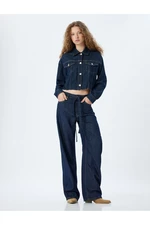 Koton Oversize Jeans with Belt Detail and Pockets - Balloon Fit Jeans