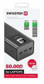 SWISSTEN POWER LINE POWER BANK 50000 mAh 100W POWER DELIVERY BLACK