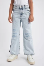 DEFACTO Girl's Wide Leg Ripped Detailed Wide Leg Jeans