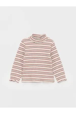 LC Waikiki Half Turtleneck Striped Soft Textured Baby Girl T-Shirt