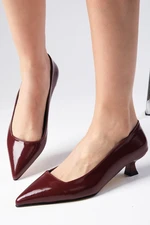 Mio Gusto Carmen Burgundy Color Patent Leather Low Heeled Shoes