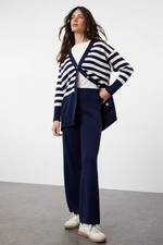 Trendyol Navy Blue Cardigan Trousers Knitwear Bottom-Top Set