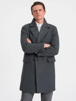 Ombre Men's double-breasted lined coat - graphite