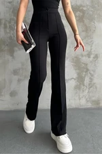 80272 Dewbery High Waist Slim Fit Wide Leg Pants-BLACK