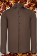 G726 DEWBERRY MEN'S SHIRT-PLAIN BROWN