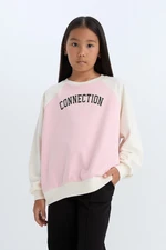 DEFACTO Girl Relax Fit Crew Neck Text Printed Sweatshirt