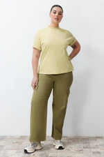 Trendyol Curve Khaki Cargo Pocket Wide Cut Jeans