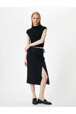 Koton Midi Skirt Slit Detail Buckle Normal Waist