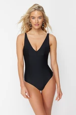 Trendyol Black V-neck Regular Swimsuit