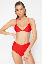 Trendyol Red V-Cut High Waist Hipster Bikini Bottom