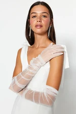 Trendyol Ecru Sheer Tulle Bridal Wedding Gloves