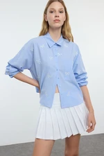 Trendyol Light Blue Bow Embroidery Detailed Woven Shirt Shirt