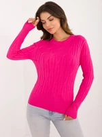 Fuchsia fitted sweater with patterns