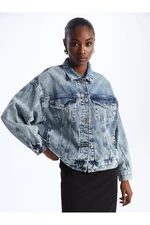 LC Waikiki Shirt Collar Plain Long Sleeve Oversize Women's Jean Jacket