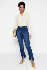 Trendyol Indigo Legs with Slits Detailed Denim Trousers